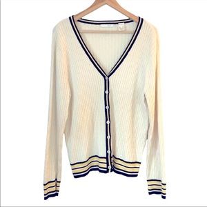 Rare Find: 👕Vintage Liz Claiborne Golf Cable Knit Cardigan Varsity Sweater.